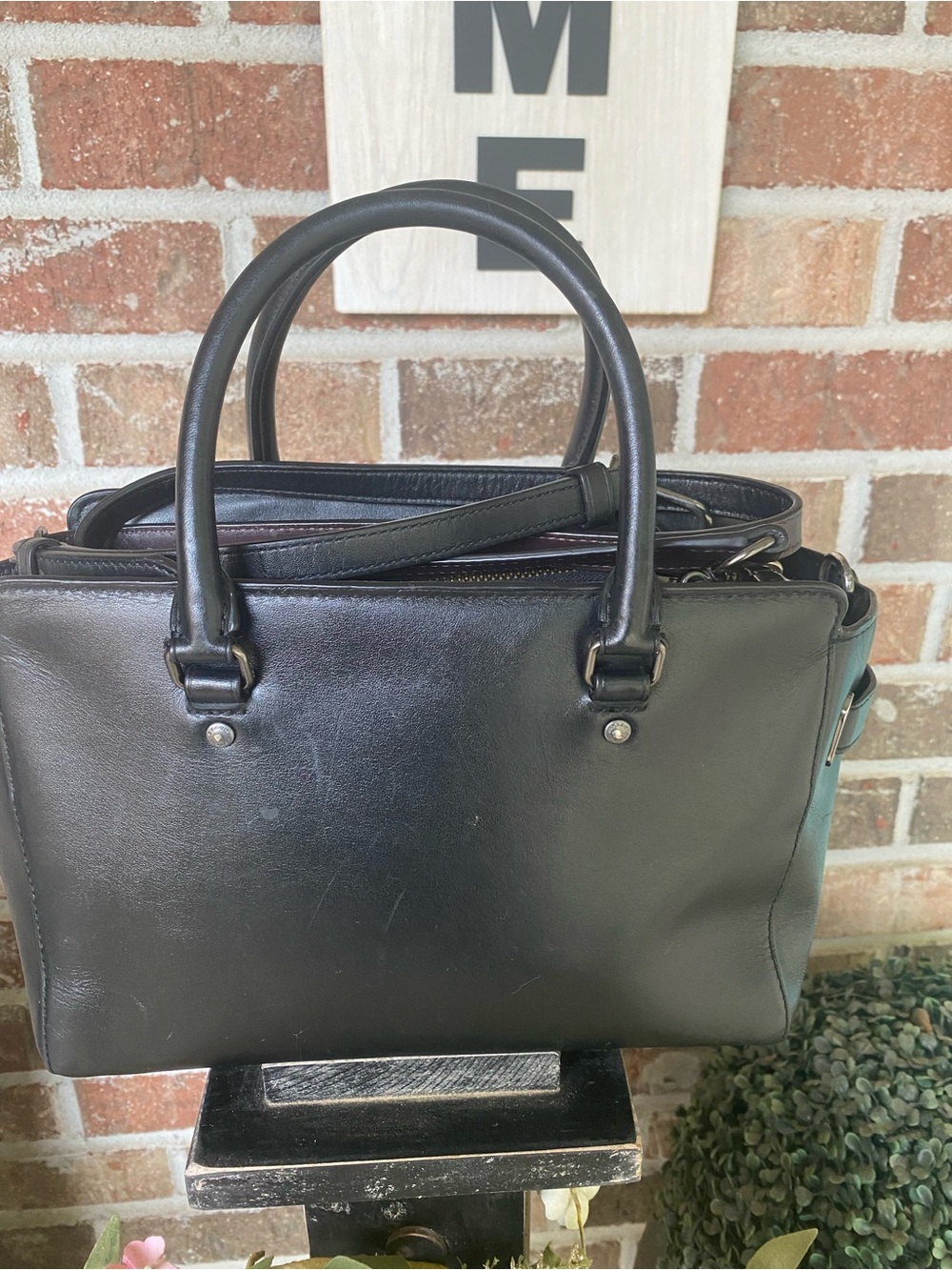 Coach Floral Appliqué Carryall 25 Satchel Black F59450 HTF - Picture 16 of 16